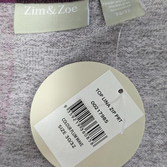 NWT! ZIM & ZOE! PLUM WAVE PURPLE, LAVENDER ZIPPER FRONT TUNIC SWEATER! SZ 30/32 - Picture 6 of 9